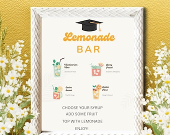 Graduation Party Limonade Bar Menü PNG, Drink Sign Grad Drink Station Decor Canva Vorlage