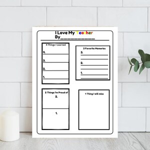 Personal Teacher Appreciation Gift, Printable Teacher Thank You, End of School Gift for Teacher, Fillable Teacher Appreciation Print, PDF