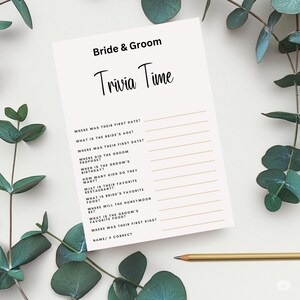 Trivia Game For Bride And Groom, Minimalist Bridal Shower Game, Who Knows The Couple Best, Engagement Party game