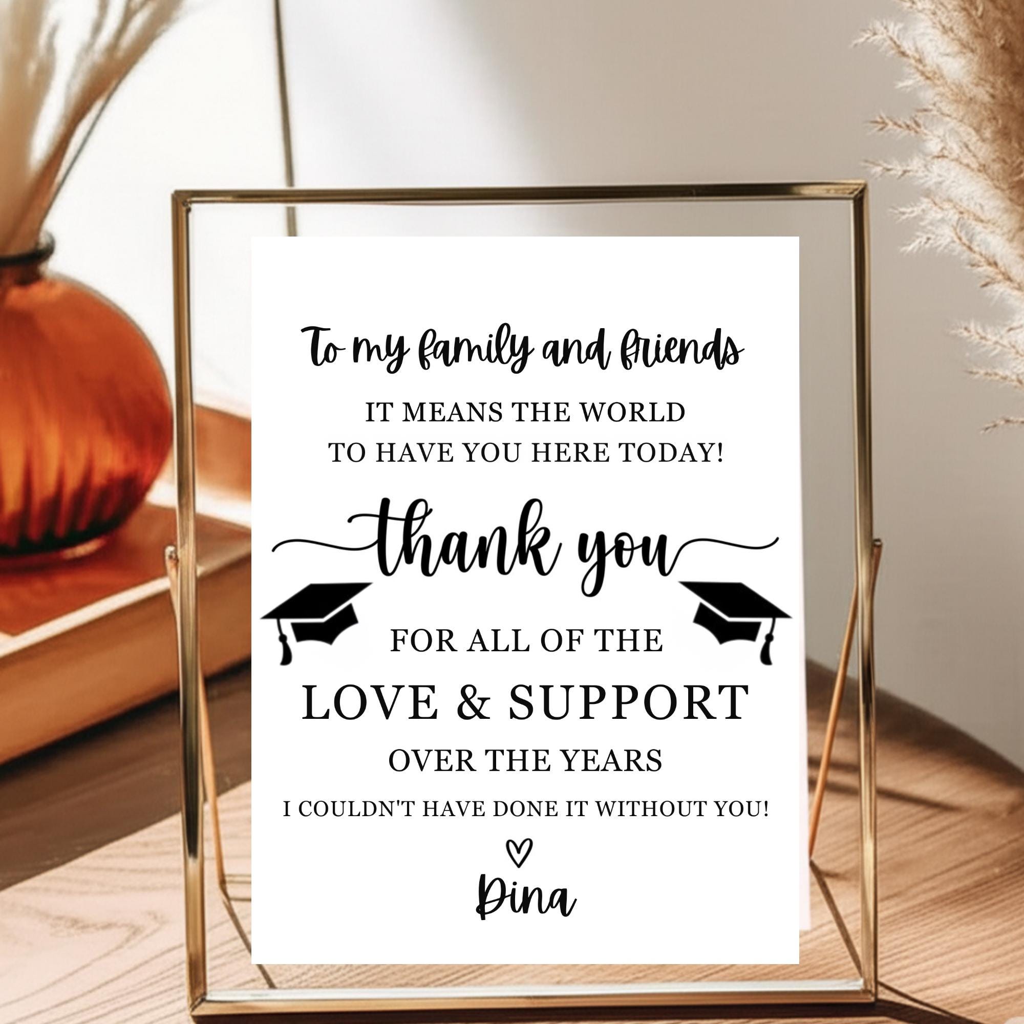To My Family and Friends Graduation Printable 8x10 Thank You Sign ...