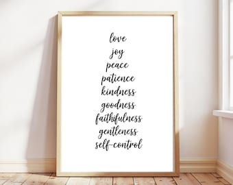 Fruits of the Spirit Wall Art – Instant Digital Download, Galatians 5:22 Scripture Print