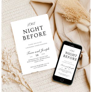 The Night Before Rehearsal dineruitnodiging, moderne minimalistische repetitiedineruitnodiging, Instant Download bewerkbare sjabloon