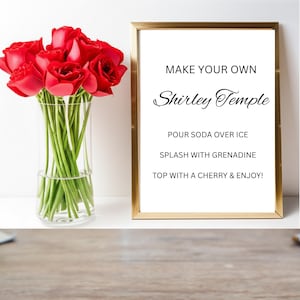 Graduation Shirley Temple Sign, Non-Alcoholic Bar Menu, Signature Drink Station for her, Canva Template