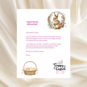 Carta editable del conejito de Pascua, carta de Pascua imprimible a todo color, carta editable del conejito de Pascua, carta del conejito de Pascua,