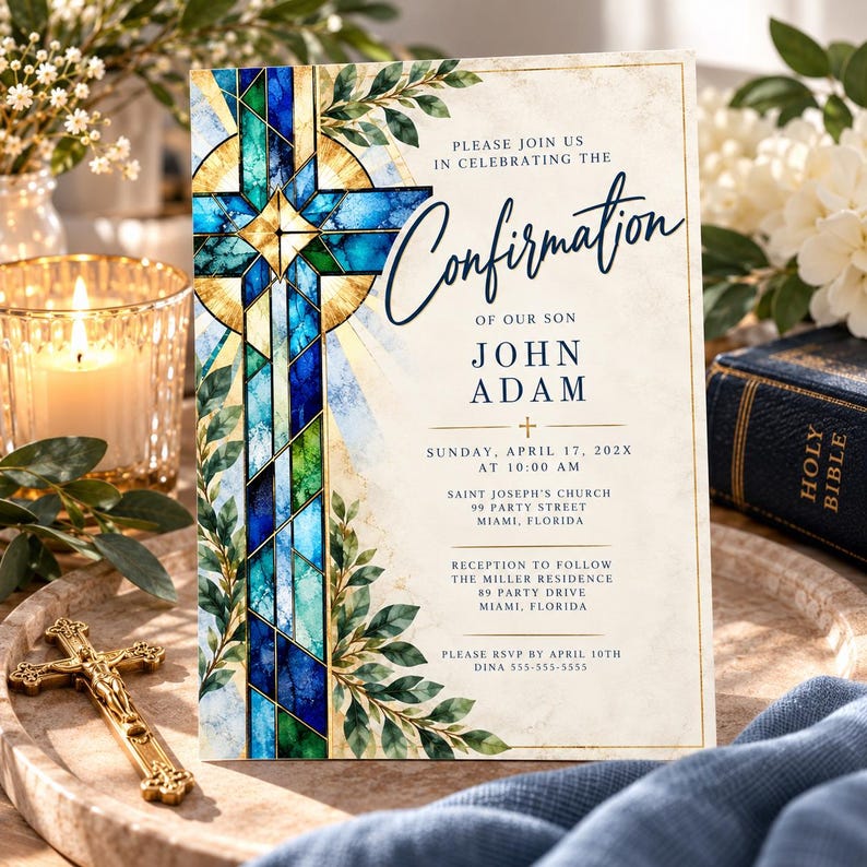 Confirmation Invitation, Catholic Confirmation Invite, Instant Download ...