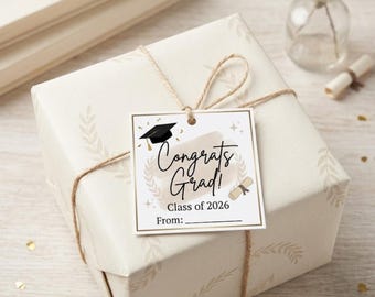 Etiquetas de regalo de graduación imprimibles en PDF, Etiquetas de regalo de felicitación para graduados, Etiquetas de la clase de 2026, Etiquetas de regalo de graduación, Etiquetas de regalo de graduación