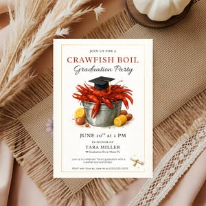 Crawfish Boil Graduation Invitation, Crawfish Boil Grad Invite, Crawfish Boil Graduation Party, Editable Printable Template
