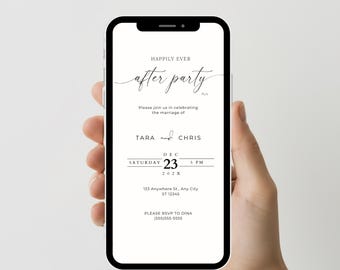 Electronic Wedding Reception Invitation Template, Modern Reception Evite, Digital Reception Invite, Wedding Announcement