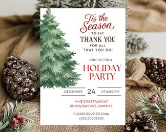 Company Holiday Party Invitation, Printable Corporate Holiday Party Invitation Template, Company Christmas Party Invite, Digital Download