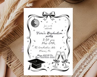 Graduation Invite, Scribble Graduation Party Invitation Template, Graduation Announcement, Graduation Invitation