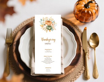 Thanksgiving Party Dinner Menu Template Pumpkin Floral Menu Card Printable Friendsgiving Dinner Menu Card Thanksgiving Menu