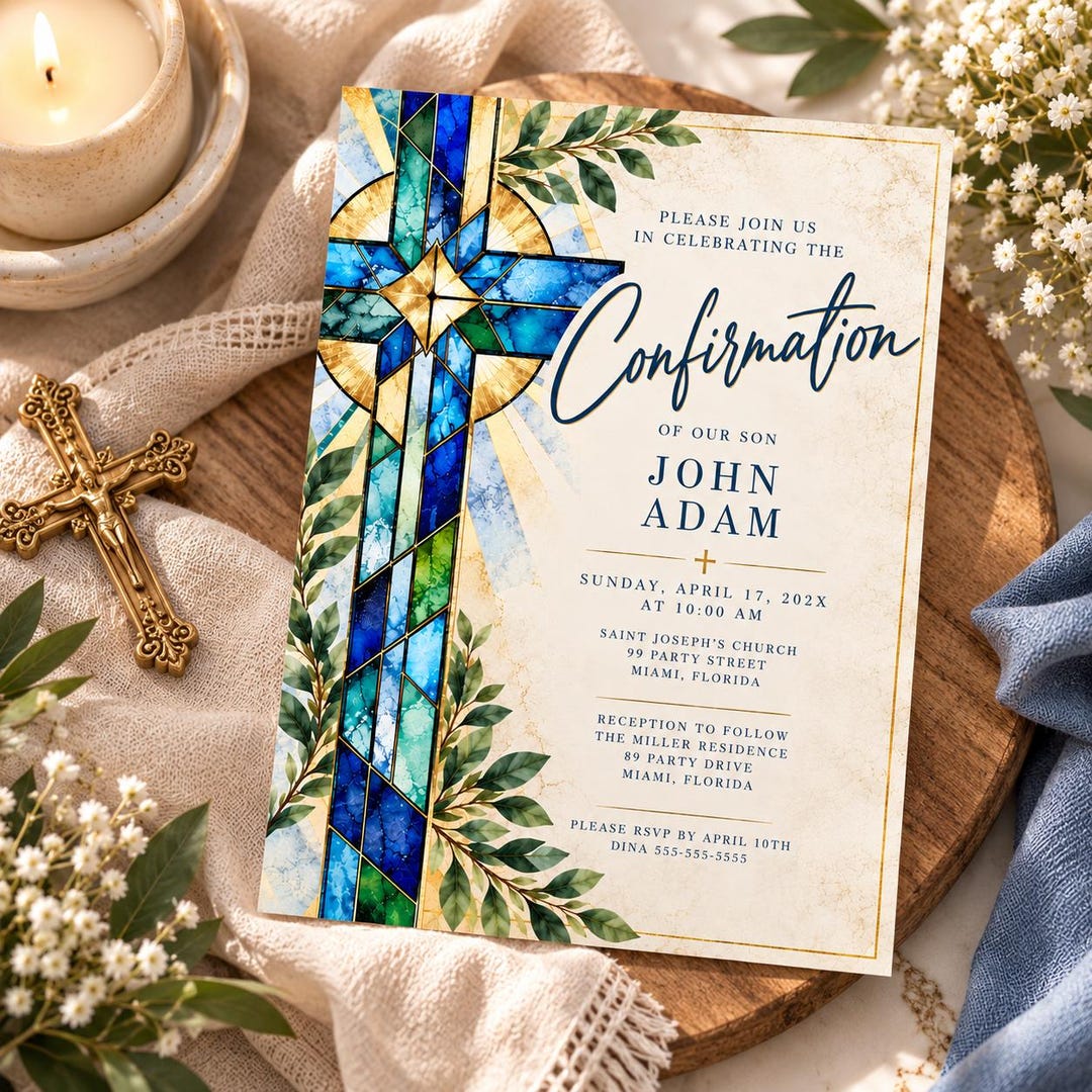 Confirmation Invitation, Catholic Confirmation Invite, Instant Download ...