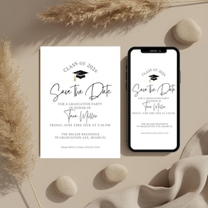 Graduation Save The Date, Editable Template, Mobile Phone Graduation Save The Date, Graduation Announcement