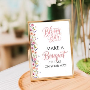 Flower Bar Sign, Make a Bouquet Sign, Boho Bridal Shower, Bridal Shower Favors Sign, Floral Bridal Shower Decor, Flower Stems, Wildflower
