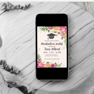 Floral Graduation Party Invitation, Floral Graduation Announcement Card, Floral Grad Invitation, Canva Digital Invite image 5
