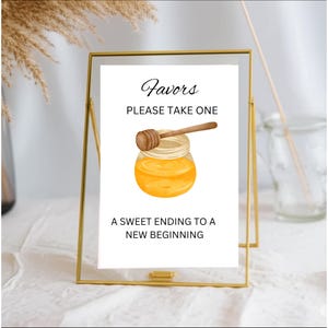 Honey Wedding Favors, Bee Themed Bridal Shower, Honey Bridal Shower Favors, Honey Favors, Canva, Honey Favor Sign