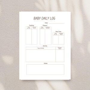 Dagelijkse logboektracker baby, dagboek pasgeboren baby, lijst verversingsluier voedingen, logboek verzorger, babyactiviteit-tracker, pdf downloaden