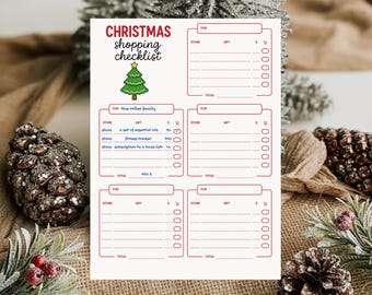 Weihnachtseinkaufsliste für Weihnachtsgeschenkliste druckbare Weihnachtsliste für Feiertagseinkäufe, Weihnachtsplaner, druckbares PDF für Weihnachten