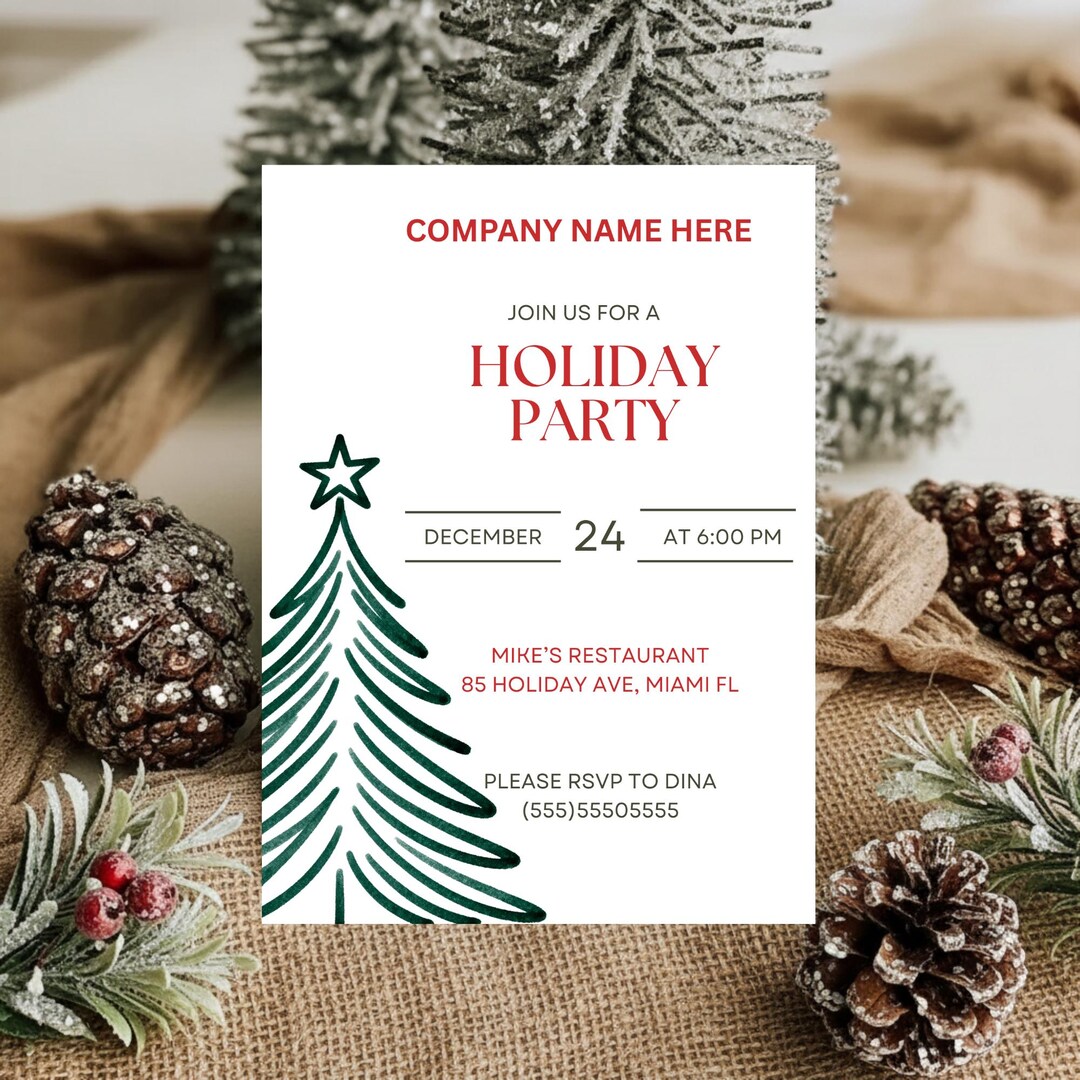 Company Holiday Party Invitation, Printable Corporate Holiday Party