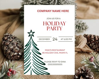 Company Holiday Party Invitation, Printable Corporate Holiday Party Invitation Template, Company Christmas Party Invite, Digital Download