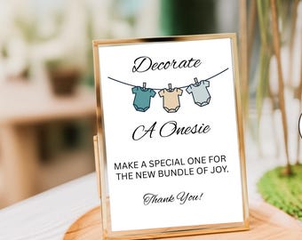 Onesie Decorating Station, Minimalist Baby Shower Activity, Decorate a Baby Outfit Sign, Special Onesie Sign, Bundle Of Joy, Baby Shower