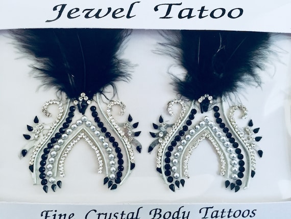 Faux Feather Non piercing nipple crystals ,new for 2019, Ready to ship, swarovski stones embeded with fine beads YO 596