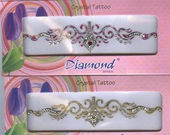 Brilliant Swarovski stones adorn this priceless tramp stamp decor face low back cleavage arm by Definitions