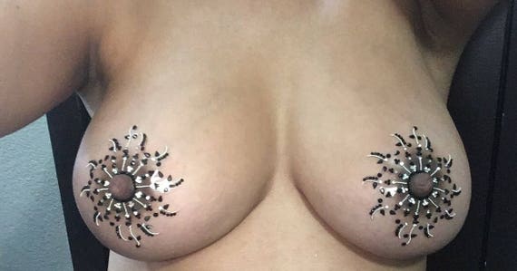 Nipple Crystal Sparklers new 2018, real sparkles embeded with swarovski stones,self adhesive non piercing by Roger
