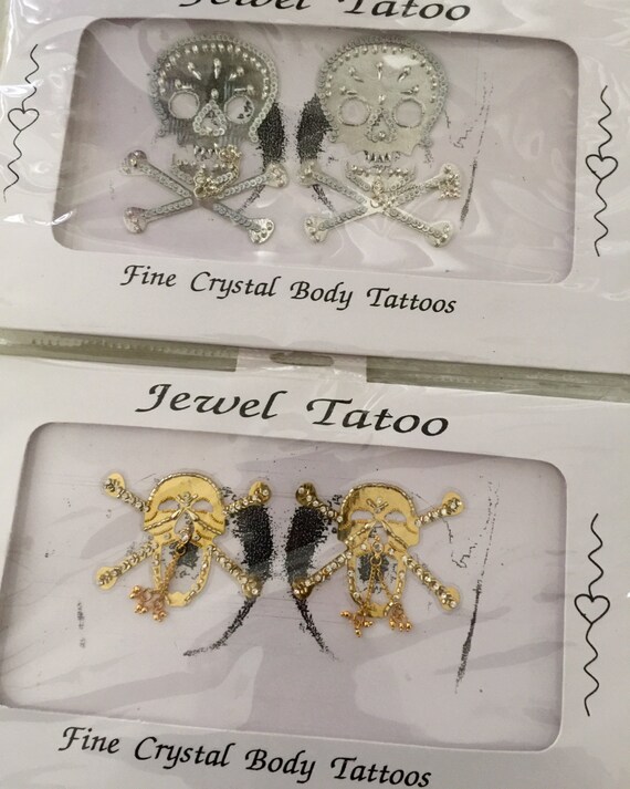 Silver or Gold sexy nipple crystal skull tattoos choose open mouth nipple or regular