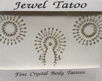 Gold Silver metals shine in this 3 piece set vajazzle or belly piece and breast nipple crystals europe celebrity new added colors, VLB 105