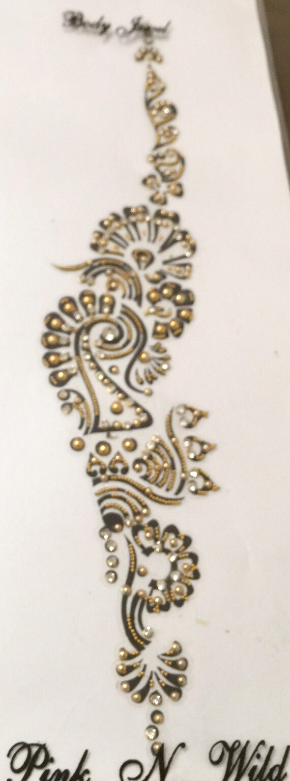 Super sexy vertical back Tattoo in designer plastic pouch designed by Roger Rich 2017 swarovski  stones inserts