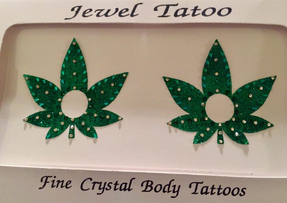 Pot Leaf Fun begins ,weed peek a boob Pasties with glitter and crystal Swarovski stones adorn it , one of a kind just made  for you