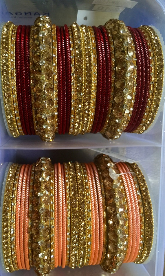 Bollywood Bridal Bangles dance sangeet sizes 2.6 or 2.10 , one par for each hands couture designer choose color and size