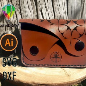 2-compartment wallet to be made using laser cutting or cricut, can be made using various materials, leather, etc. sacred geometry.