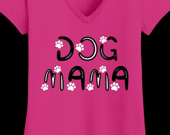 Dog Mama Paw Print Gildan V-Neck Tee, Pet Lover Shirt, Dog Mom Gift, Animal Tee, Gifts for Dog Lovers,