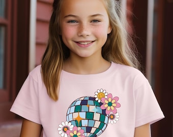 Retro Disco & Gänseblümchen - Gildan Preshunk Jugend T-shirt - OEKO-TEX zertifiziert