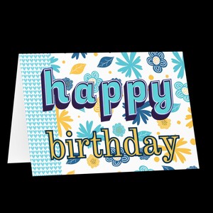 Grußkarte - Aqua & Gelb Happy Birthday "Enjoy the Day" Karte