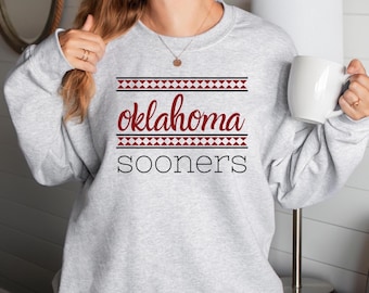 Oklahoma Sooners "Diamond Pattern" Border - Gildan Preshrunk 50/50 Sweatshirt, OU, Sooners, Oklahoma Football, Football Fan, Boomer Sooner