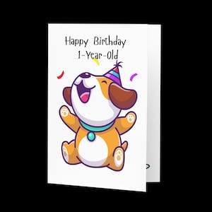 Carte de voeux - Carte de joyeux anniversaire « Plus doux que le gâteau » de 1 an avec un chiot