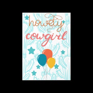 Cartão de felicitações - Cartão de aniversário "Howdy Cowgirl Cactus"
