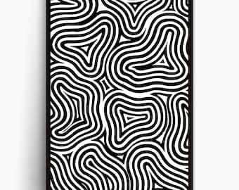 Optical Illusion Line Art Print, Modern Minimalist Decor (Digital Download)
