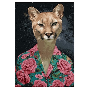 Puma Print Art Unikalna dekoracja ścienna Zwierzęcy nadruk Sztuka Nowoczesny wystrój domu Idealny prezent dla miłośników dzikiej przyrody