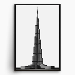 Burj Khalifa Vector Art Print Dubai Skyline Architectural Poster