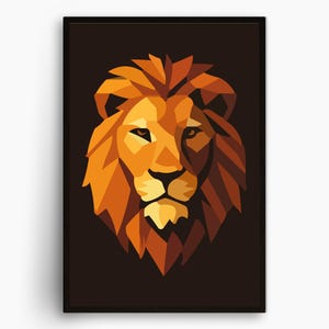 Lion Art Print Modern Animal Portrait Bold Wall Decor Geometric
