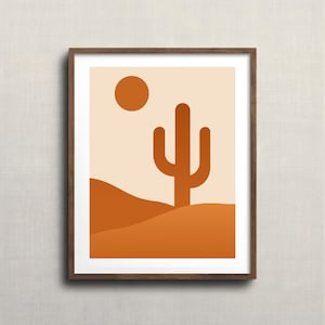 Desert Landscape Wall Art Cactus Sunset Abstract Print for Modern Boho Decor Minimalist