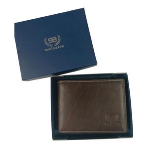 Cartera de piel hecha a mano en Ubrique – Regalo elegante para hombre – Cartera de cuero marrón con caja de lujo – EE Exclusive