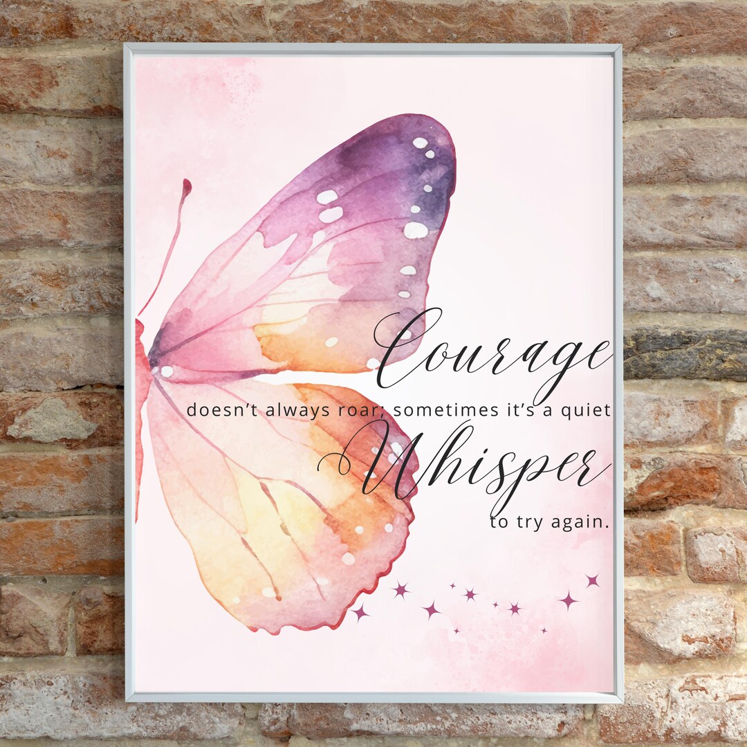 Perseverance Pink Pink Wall Art Watercolor Butterfly Digital Download Daily Affirmations ...