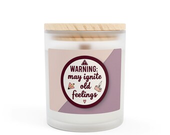 Warning: may ignite old feelings” Candle – 50h Burn Time, Emotional Design, Wooden Wick, Aromatherapy