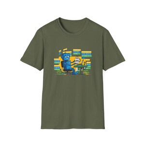 Lustiges „Java Processor“ T-Shirt mit Programmierroboter und Binärcode Bild 6