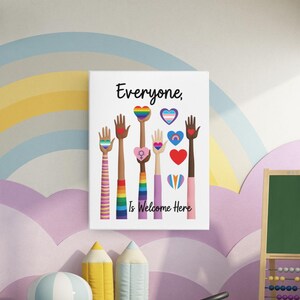 Everyone Is Welcome Here – Inclusive LGBT+ Digital Print for Classroom, Office or Home